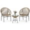 3 Pieces Brown Rope Patio Set with Chairs and Glass-Top Table Outdoor